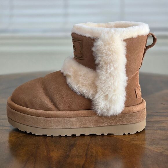 UGG Classic Chillapeak Chestnut Women's Boots Size 9 Suede Lamb Fur 1144046 New - Picture 7 of 14